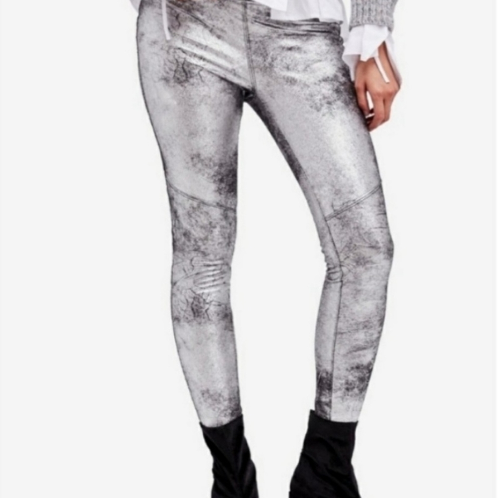Free People Metallic Stretch Pants
